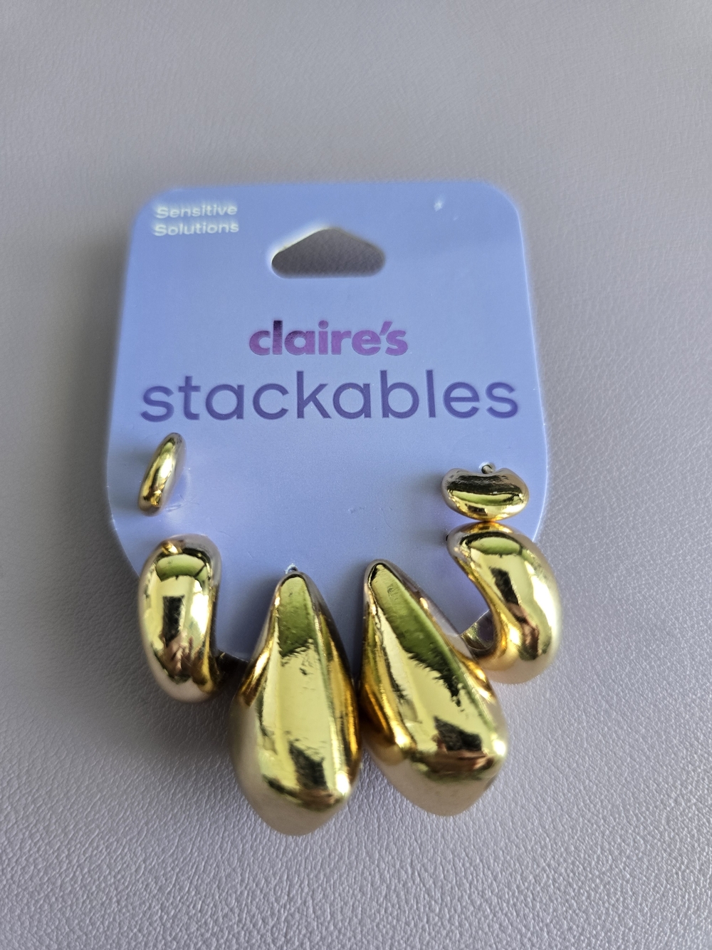 Claire's Heavy gold teardrop and mixed hoop earring set, Brand New with Tags!